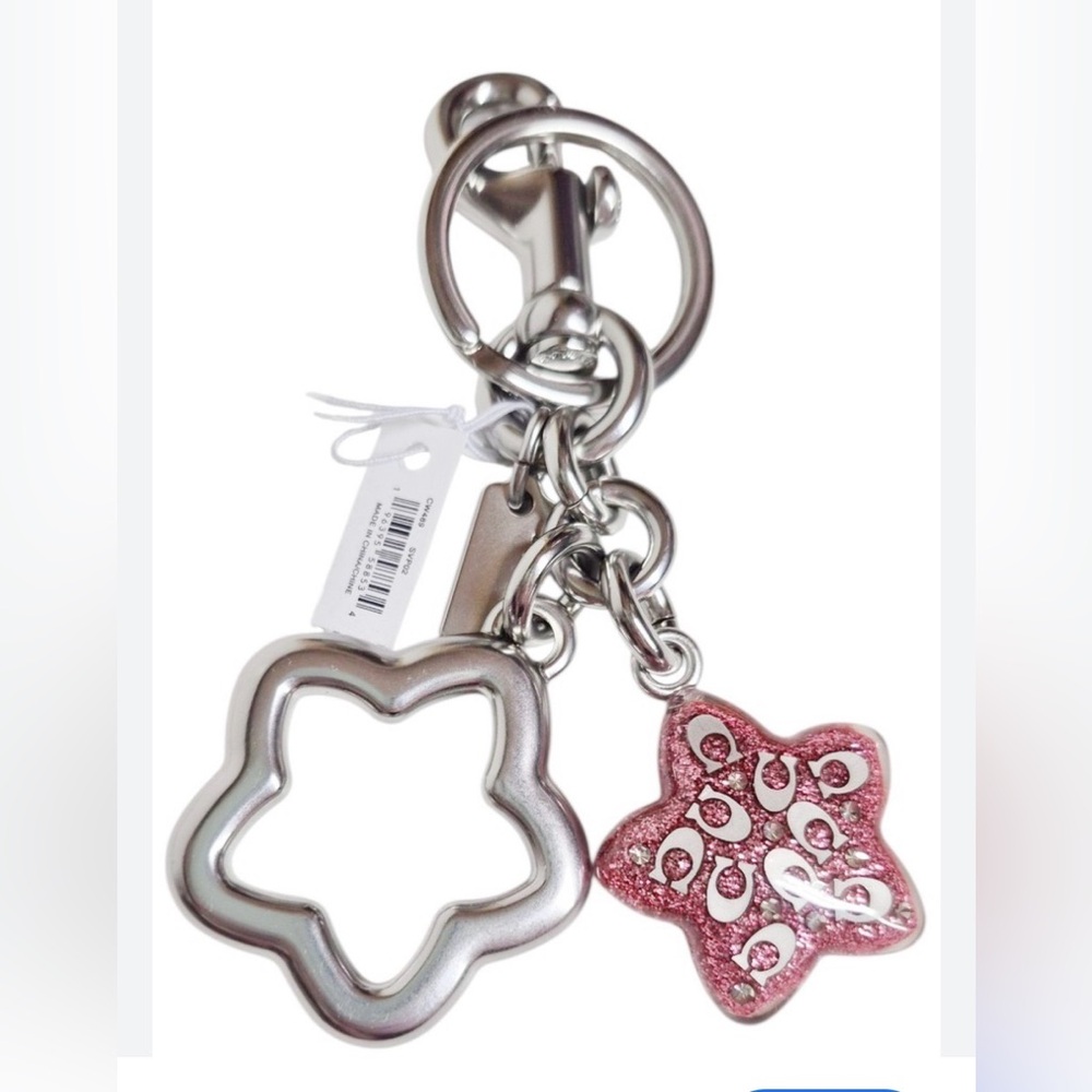 Star Bag Charm Keychain Fob
CW489 Silver / Pink Petal